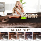 AROGAN Premium Bear Print Rug 4.6x5.2 Feet, Machine Washable Faux Fur Rug, Non-Slip Animal Print Hide Bear Skin Area Rug for Bedroom Living Room Home Decor