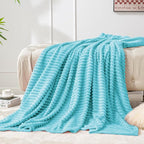 BEDELITE Fleece Throw Blanket for Couch – 3D Ribbed Jacquard Soft and Warm Decorative Fuzzy Blanket – Cozy, Fluffy, Plush Lightweight Light Blue Throw Blankets for Bed, Sofa, 50x60 inches