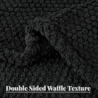 Whale Flotilla Queen Size Fuzzy Fleece Blanket for Bed, 90x90 Inch Fluffy Warm Soft Jacquard Blankets for All Season, Lightweight and Cozy, Black