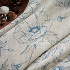 jinchan Floral Linen Curtains for Living Room 96 Inch Length Blue Flower Curtain Rod Pocket Back Tab Farmhouse Curtains with Printed Floral Bedroom Window Curtain Set, 2 Panels Blue