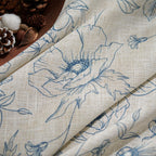 jinchan Floral Linen Curtains for Living Room 63 Inch Length Blue Flower Curtain Rod Pocket Back Tab Farmhouse Curtains with Printed Floral Bedroom Window Curtain Set, 2 Panels Blue