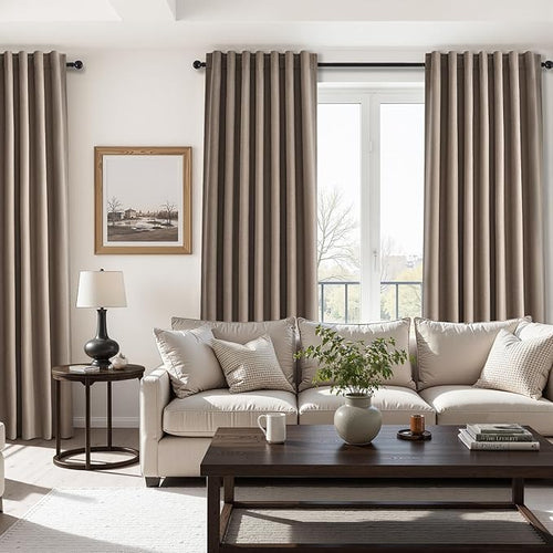 102 inch long blackout curtains 2 Panels 100% Black out Linen texture Curtain elegant Taupe Farmhouse Drapes with Back Tab Rod Pocket Light Blocking Thermal Insulated Panel for Bedroom Living Room