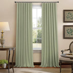 Light Sage Green Black Out Curtains 96 Inch Long for Bedroom 2 Panel Linen Textured Boho Blackout Curtains Darkening Neutral Farmhouse Thermal Drapes for Sliding Doors Patio Living Room 52x96 Length