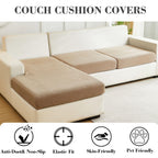 Disayu Sofa Covers Couch Covers for Sofa Pet Friendly Couch Cushion Covers Universal Sofa Covers Washable Stretch Slipcovers for Sectional Sofa (Texture Light Coffee, 2 Seats + Chaise Cover)