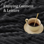 BEDELITE Fleece Black Throw Blanket for Couch - 300GSM Soft & Warm Fluffy Black Blanket, Decorative and Giftable Striped Blankets for Women, Men, 50"x60"