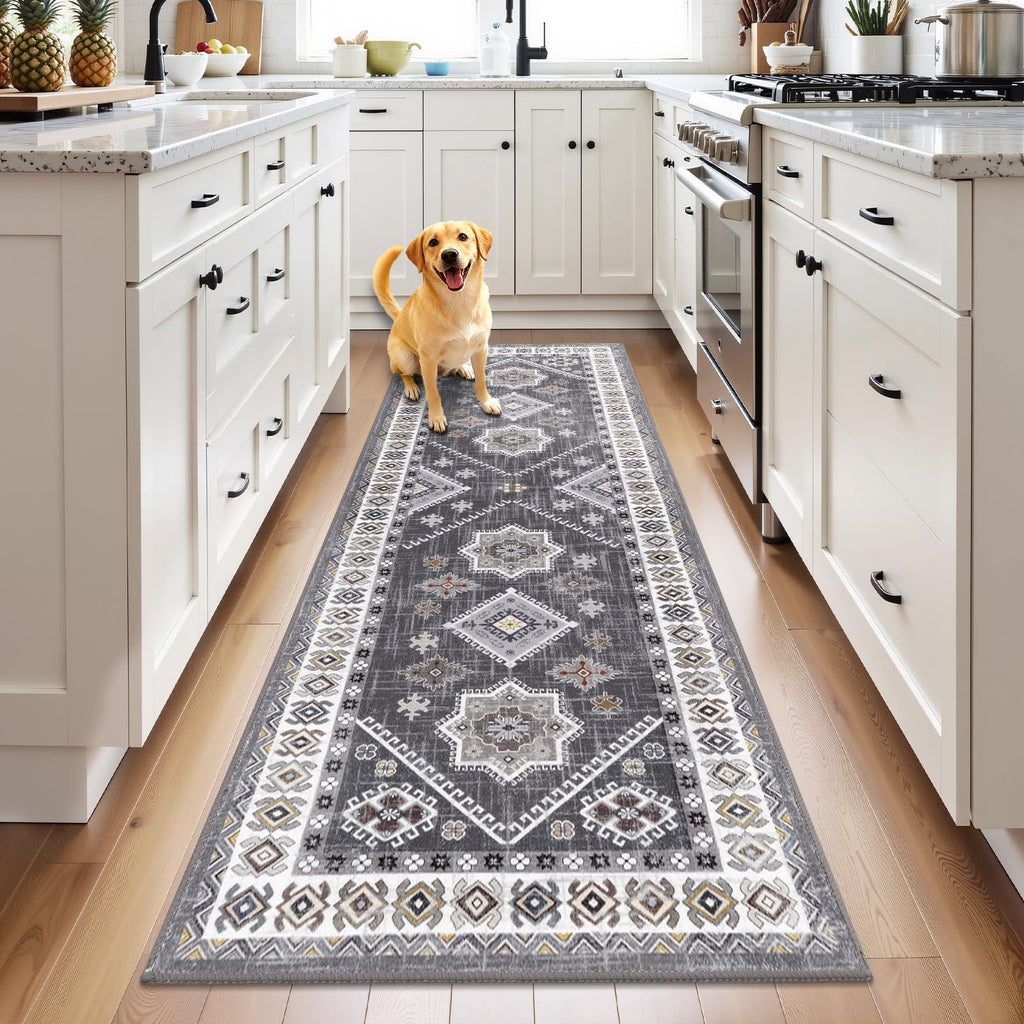 HEBE Boho Kitchen Mats for Floor 24''x72'', Non Slip Washable Runner Rug
