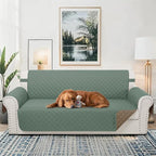 Reversible Sofa Covers Couch Cover Furniture Protector for Dogs Elastic Straps Water Resistant(Sofa,Greyish Green/Taupe)