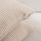 Fancy Homi 2 Packs Tan Lumbar Decorative Throw Pillow Covers 20x28 Inch for Living Room Couch Bed Sofa, Boho Home Decor, Soft Striped Corduroy Rectangle Accent Beige Cushion Case 50x70 cm