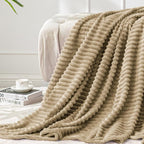BEDELITE Fleece Blanket Twin Size – 3D Ribbed Jacquard Soft and Warm Decorative Fuzzy Blankets – Cozy, Fluffy, Plush Lightweight Throw Blankets for Couch, Bed, Sofa(Brown, 60x80 inches)