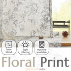 jinchan Vintage Floral Linen Curtains 54 Long for Living Room 2 Panels