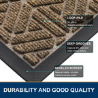 Smiry Front Door Mat Outside Entrance, Low Profile Rubber Doormat, 29.5x17