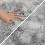 JiaoBaba Tie Dye Grey Soft Shaggy Fluffy Rug for Living Room 6x9ft Anti-Skid Durable Area Rug Mat Bedside Throw Rug for Bedroom Kids Room Boys Teens Nursery Dorm Office Home Decor Carpets