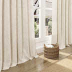 Nanspring Linen Curtains 84 Inch Length 2 Panels Set for Living Room Farmhouse Decor Light Filtering Semi Sheer Curtain Back Tab and Rod Pocket Neutral Luxury Rustic Coastal Drapes for Bedroom 52x84