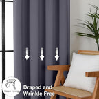 Simplebrand Ava Grey Blackout Curtains for Bedroom 84 Inch Length 2 Panels Set, Solid Thermal Insulated Privacy Living Room Window Treatment Curtains Blackout Drapes, W40 x L84 Inch, Grey