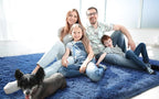 LOCHAS Ultra Soft Indoor Modern Area Rugs Fluffy Living Room Carpets for Children Bedroom Home Decor Nursery Rug 3x5 Feet, Light Navy