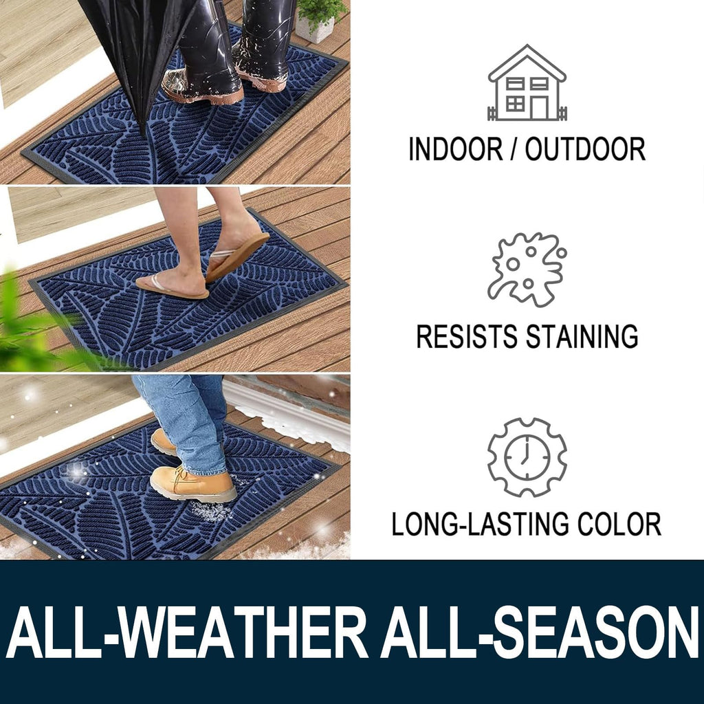Colorxy Waterproof Front Doormat, Sturdy Natural Rubber Door Mat, 47x32