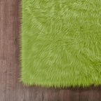Goolela Lime Green Rug 4x6 Fluffy Fuzzy Furry Carpet for Bedroom Bedside Playroom Faux Sheepskin Fur Soft Shaggy Rectangle