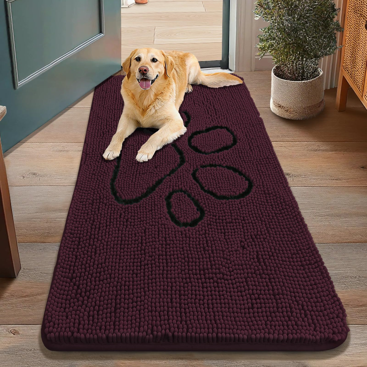 Smiry Dog Door Mat for Muddy Paws, Absorbent Non Slip Dirt Trapper, 48x30