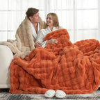 Cozy Bliss Cow Print Faux Fur Throw Blanket for Couch, Fuzzy Soft Plush Thick Bubble Blanket for Sofa Bedroom Living Room, 50x60 Inches