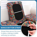 hyha Printed Couch Cushion Covers, Floral Sofa Covers Washable for 2 Cushion Couch, Stretch Pattern Outdoor Cushion Covers for Patio Furniture with Elastic Bottom(2 Packs, Mandala Floral)
