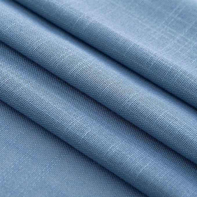 Denim Blue Curtains for Living Room Back Tab Modern Farmhouse Semi Sheer Blue Curtains 144 inches Long 2 Panels Set Muted Neutral Window Curtain for Dining Room Bedroom 52x144
