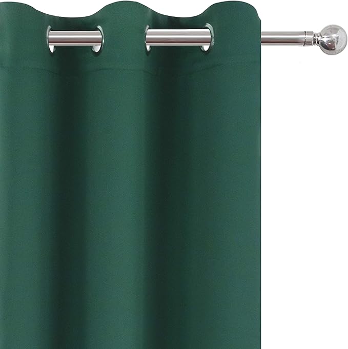 LEMOMO Dark Green Bedroom Blackout Curtains/38 x 63 Inch Long/Set of 2 Curtain Panels/Thermal Insulated Room Darkening Curtains for Bedroom