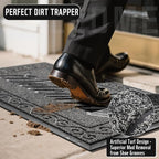 Yimobra Welcome Mat, Heavy Duty Sturdy Door Mats for Home Entrance Outdoor Indoor, Front Doormat for Outside Patio Floor Entry Porch Garage Office, Waterproof, Low Profile, 47X32 Inches, Black Grey