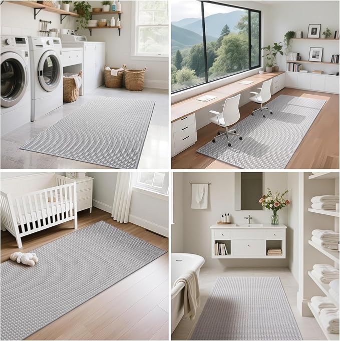 YDKGL Hallway Runner Rug Woven Washable Long Kitchen Runner Gray 2x5 ft