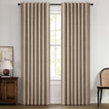 MIULEE 100% Blackout Linen Curtains 42 x 72 Inch Copper Brown 2 Panels
