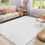 Amearea Large Modern Area Rugs for Bedroom Living Room, 6x9 Feet White Thickened Memory Foam Rug, Fluffy Indoor Washable Rugs Non Slip Minimalist Carpet for Boys Girls Dorm Nursery Room Decor
