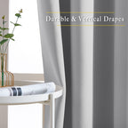 NICETOWN Blackout Silver Grey Curtains 90 inch Length - Triple Weave Energy Saving Thermal Insulated Solid Grommet Blackout Draperies for Bedroom/Living Room (1 Pair, W52 x L90)