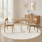 Nakagishi Round Rug Boho Area Rugs: 6x6 Washable Large Circle Neutral Soft Stain Resistant Non-Slip Carpet for Women Aged 25-45 Farmhouse Decor Enthusiasts - Living Room Bedroom Dining Room Nursery