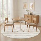 Nakagishi Round Rug Boho Area Rugs: 6x6 Washable Large Circle Neutral Soft Stain Resistant Non-Slip Carpet for Women Aged 25-45 Farmhouse Decor Enthusiasts - Living Room Bedroom Dining Room Nursery