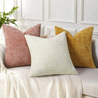 decorUhome Summer Pink Chenille Throw Pillow Covers 18x18 Set of 2 Textured Soft Cozy Slubby Couch Pillow Covers Modern Farmhouse Boho Decorative Pillow Cases for Bed Sofa Living Room