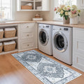 RELEANY Washable Area Rug, Runner 2'x5', Grey/White/Beige