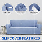 ZNSAYOTX 1 Piece Jacquard Chair Slipcovers for Living Room High Stretch Chair Covers with Arms Anti Slip Pets Friendly Couch Sofa Armchair Cover Furniture Protector (Small, Light Blue)