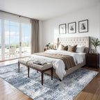 PLHXFR 8x10 Area Rug Living Room: Abstract Washable Carpet Grey Blue