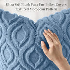 decorUhome Throw Pillow Covers 20x20 Inch Set of 2, Soft Plush Faux Wool Dusty Blue Solid Couch Pillow Covers, Accent Farmhouse Neutral Square Pillow Cases for Sofa Bed Living Room