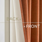 MIULEE Linen Curtains for Bedroom 100% Blackout Thermal Insulated Orange Grommet Room Darkening Curtains & Drapes Fall Decor for Living Room Nursery 52 x 90 Inch (2 Panels)