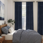 Nanspring Navy Blue Linen Curtains 63 Inches Length 2 Panels Set for Living Room Back Tab Pocket Light Filtering Semi Sheer Drapes Cotton Linen Textured Indigo Blue Window Curtain 52X63 Inches
