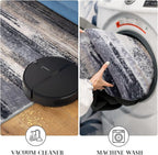 Lansny Modern Abstract 9x12 Large Machine Washable Living Room Rug Non-Slip Soft Bedroom Area Rug Grey Black Multi Ultra Thin Print Faux Wool Carpet Throw Rugs for Nursery Playroom Dining Room Indoor