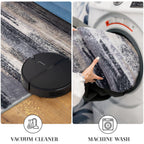 Lansny Modern Abstract 9x12 Large Machine Washable Living Room Rug Non-Slip Soft Bedroom Area Rug Grey Black Multi Ultra Thin Print Faux Wool Carpet Throw Rugs for Nursery Playroom Dining Room Indoor