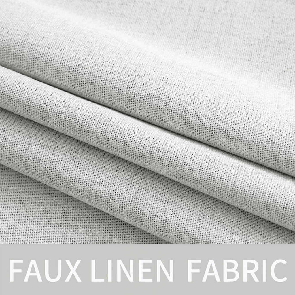 MIULEE 100% Blackout Linen Curtains for Bedroom 52x54 Inch Heathered White
