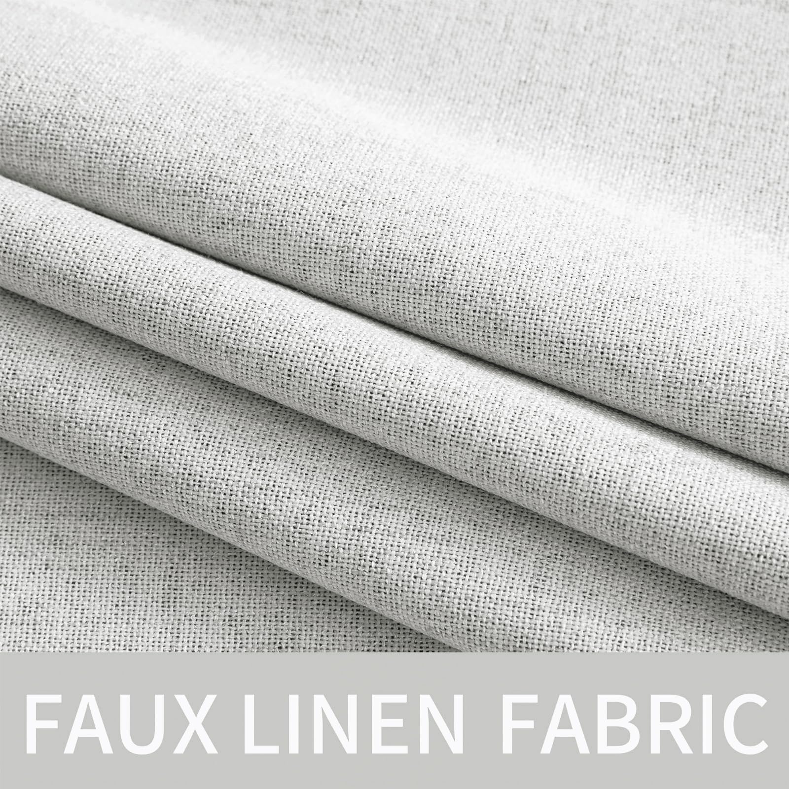MIULEE 100% Blackout Linen Curtains for Bedroom 52x54 Inch Heathered White