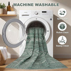 Nakagishi 6x9 Area Rugs Living Room: Washable Boho Large Neutral Soft Farmhouse Rug Stain Resistant Modern Indoor Floor Non-Slip Carpet for Bedroom Nursery Kids Playroom Office Dining Room Dorm- Green