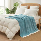Snuggle Sac Super Soft & Reversible Heather Teal Blue Throw - Oversized Cozy Knit Blanket for Bed, Sofa, Living Room, Twin Size (60x80 Inches)