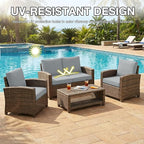 hyha 4Pcs Patio Cushion Covers, Stretch Outdoor Couch Cushion Covers Replacement, Washable Outdoor Chair/Sofa Slipcovers for Patio Furniture Cushions Protector with Elastic Bottom(Gray,Cover Only)