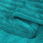 BEDELITE Ribbed Jacquard Ocean Blue Fleece Twin Blanket for Bed, 60x80 Inch