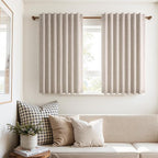 Topfinel 54 Inches Long Short Small Window Blackout Curtains Boho Farmhouse Linen Heat Blocking&Soundproof Room Darkening Curtains Back Tab Pleated with Hooks Fall Home Decor(52" Wx54 L 2 Panels)