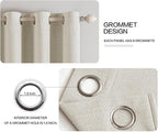 MIULEE Linen Texture Curtains for Bedroom Light Cream 100% Blackout Thermal Insulated Linen Curtains Grommet Room Darkening Drapes for Living Room Nursery 52x54 Inch (2 Panels)